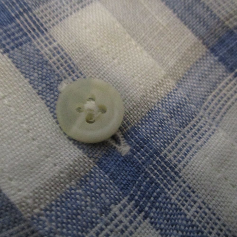 Joseph Abboud Blue White Linen Button Down sz XL - Picture 4 of 9